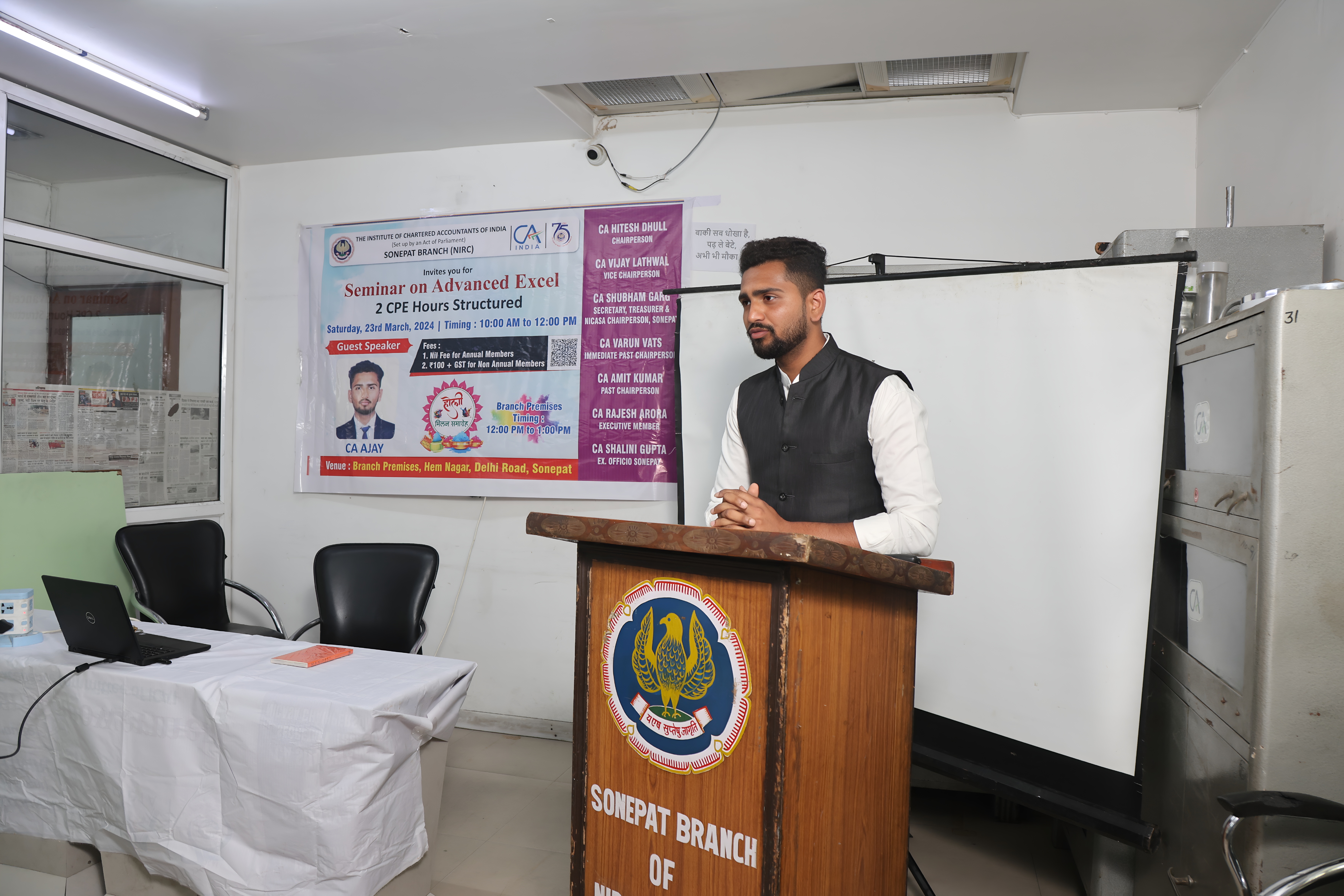 CA Ajay Dahiya taking Session at Sonepat Branch